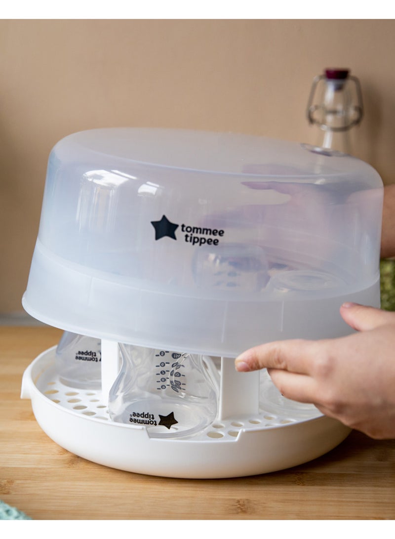 tommee tippee Microwave Steam SteriliserFor Baby Bottles And Accessories, Kills Viruses And 99.9% Of Bacteria, 4-Minute Sterilisation Cycle - Image 5