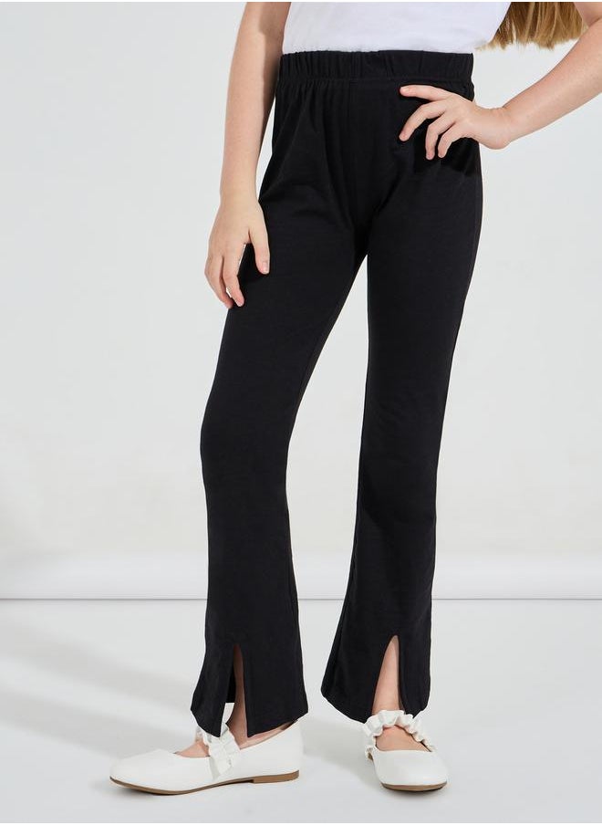 Styli - Flared Ankle Length Leggings with Centre Front Slit - Image 1