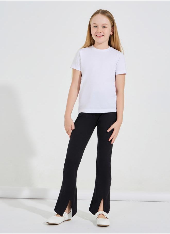 Styli - Flared Ankle Length Leggings with Centre Front Slit - Image 1