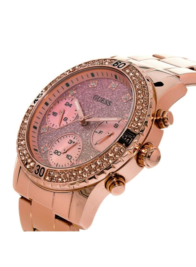 Guess Confetti Women’s Watch – Model W0774L3 | Two-Tone Dial with Elegant Rose Gold Stainless Steel Design - Image 3