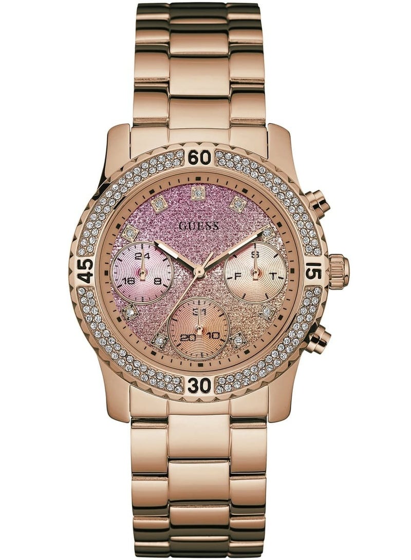 Guess Confetti Women’s Watch – Model W0774L3 | Two-Tone Dial with Elegant Rose Gold Stainless Steel Design - Image 1