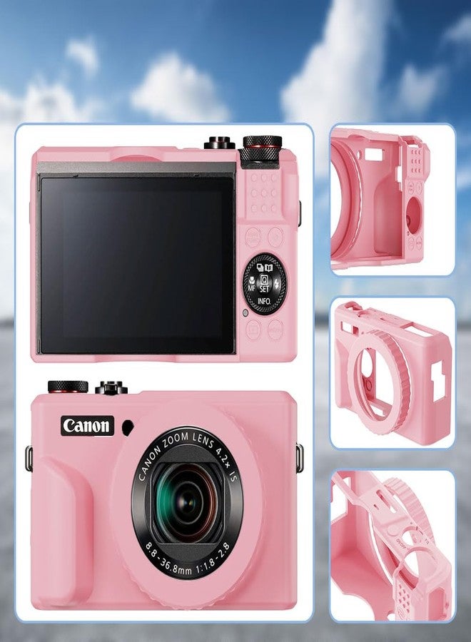 Tedubax Case for G7X Mark II G7X Removable Lens Cover, Adjustable focal length,Silicone Cover Rubber Soft Camera Case for Canon PowerShot G7X II -(Pink) - Image 5