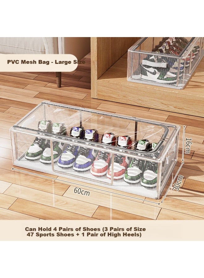 Jinlongxing Shoe Storage Solution, Space-saving Under-bed Transparent Shoe Rack, Shoe Cabinet Box, Storage Container, Foldable Transparent Shoe Shelf