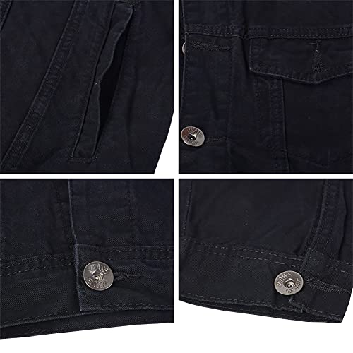 LONGBIDA Denim Jackets for Men Stretch Button Down Distressed Jean Jacket 2025 Fashion Trendy Classic Casual Slim Fit Jean Coat(Black,X-Large) - Image 4