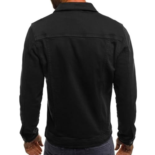LONGBIDA Denim Jackets for Men Stretch Button Down Distressed Jean Jacket 2025 Fashion Trendy Classic Casual Slim Fit Jean Coat(Black,X-Large) - Image 2