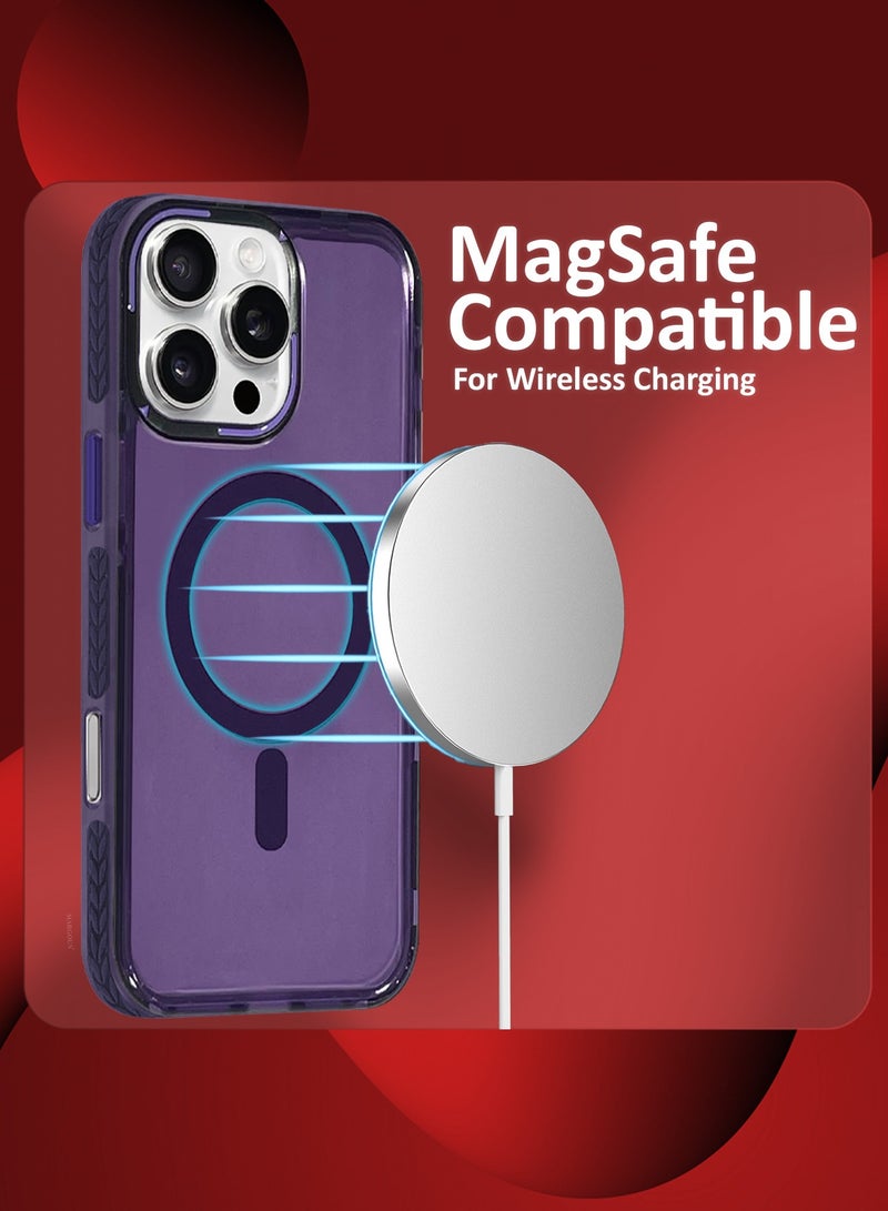 CATANES (for iPhone 16 Pro Max) 3Packs Hard PC Magsafe Case Cover Polycarbonate Magnetic Strong Shockproof Protective Case Cover Transparent - Purple Color - Image 5