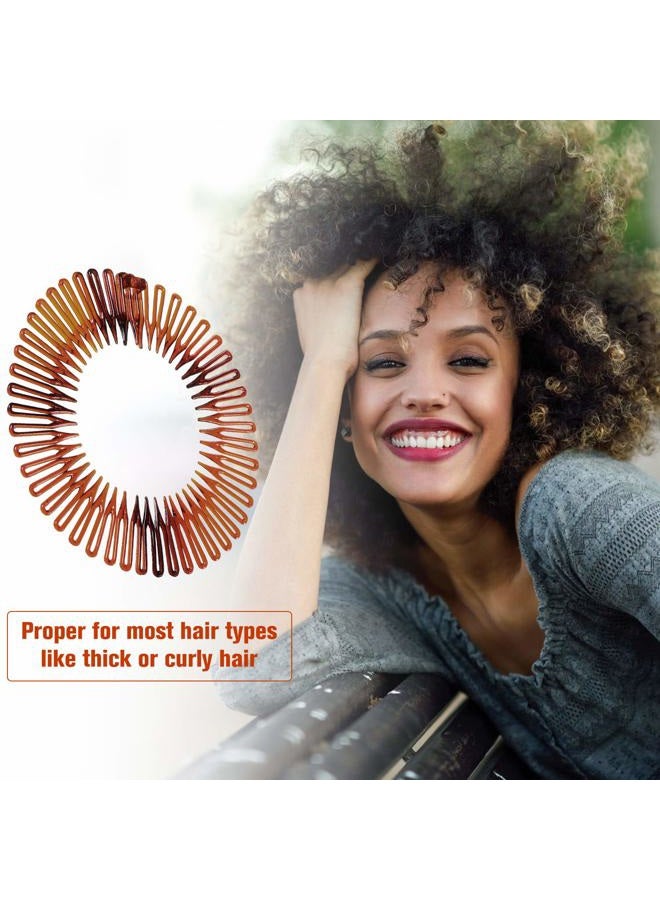 Shappy 9 Pieces Full Circular Stretch Comb Flexible Plastic Circle Comb Stretch Hair Headband Hairband Holder for Women Girls, 3 Colors(Black, Coffee, Tortoise Shell) - Image 5