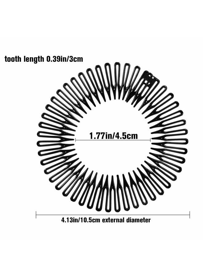 Shappy 9 Pieces Full Circular Stretch Comb Flexible Plastic Circle Comb Stretch Hair Headband Hairband Holder for Women Girls, 3 Colors(Black, Coffee, Tortoise Shell) - Image 2