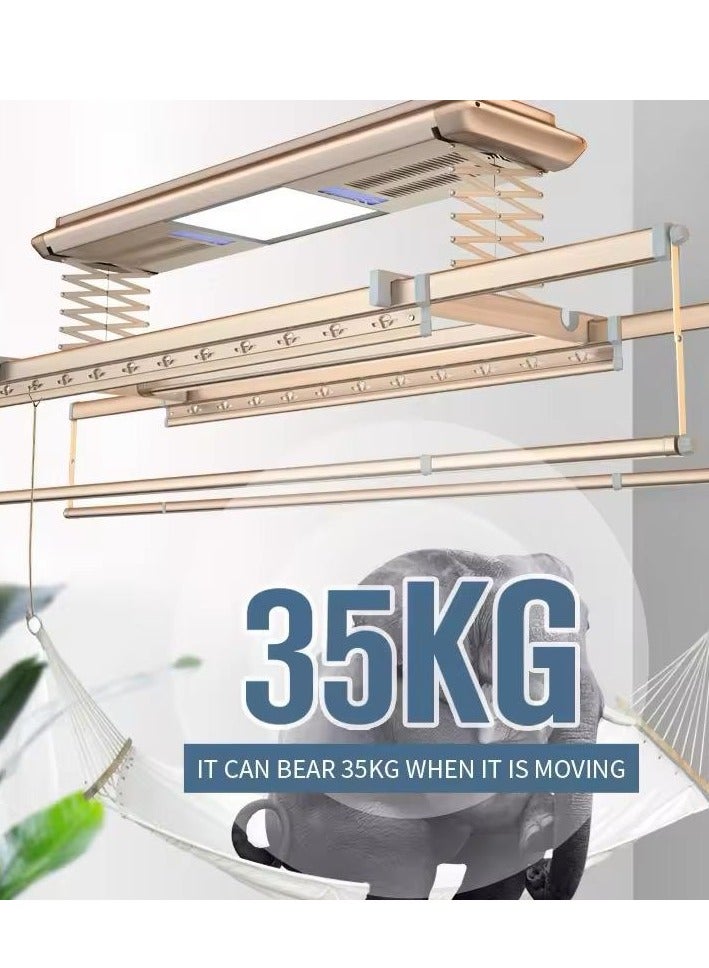 Electric drying rack Intelligent Lifting Wireless Remote Control Balcony Four-Bar Telescopic Clothes Drying Rod 9 Cross Bar + Led Lighting + Wind Dry + Sterilization + Bake Dry.  - Image 1