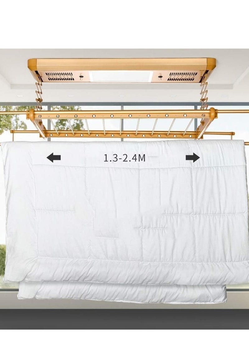 Electric drying rack Intelligent Lifting Wireless Remote Control Balcony Four-Bar Telescopic Clothes Drying Rod 9 Cross Bar + Led Lighting + Wind Dry + Sterilization + Bake Dry.  - Image 2