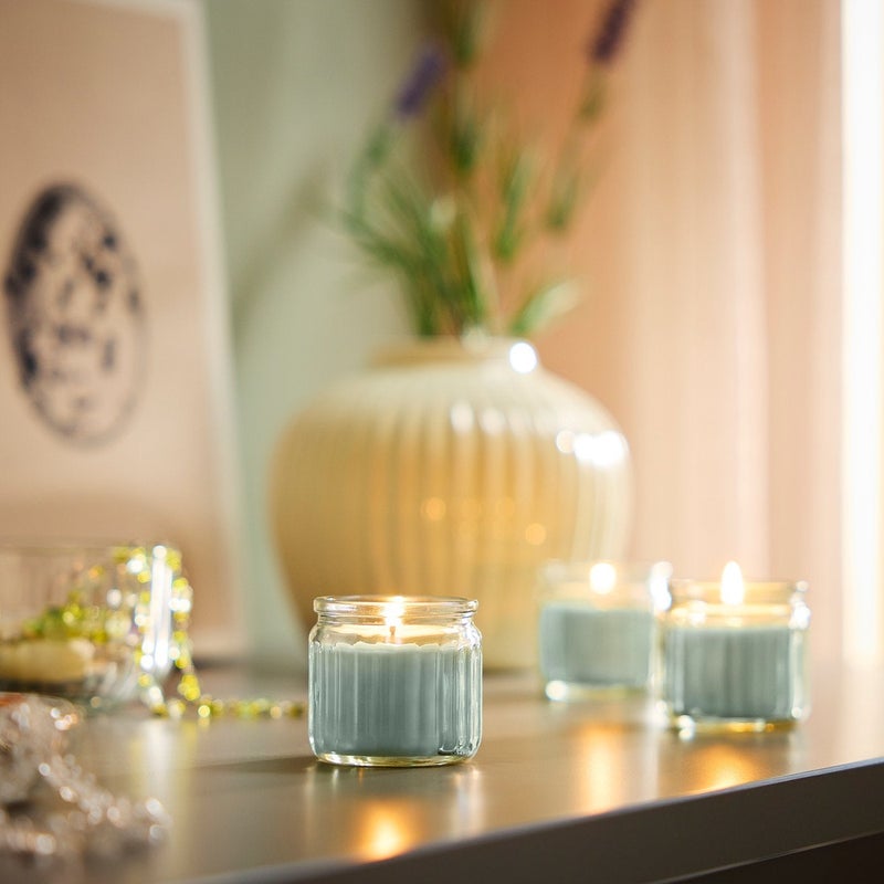 Baitique 4-Piece Scented Glass Candle Set – Apple, Light Green, 12-Hour Burn - Image 3