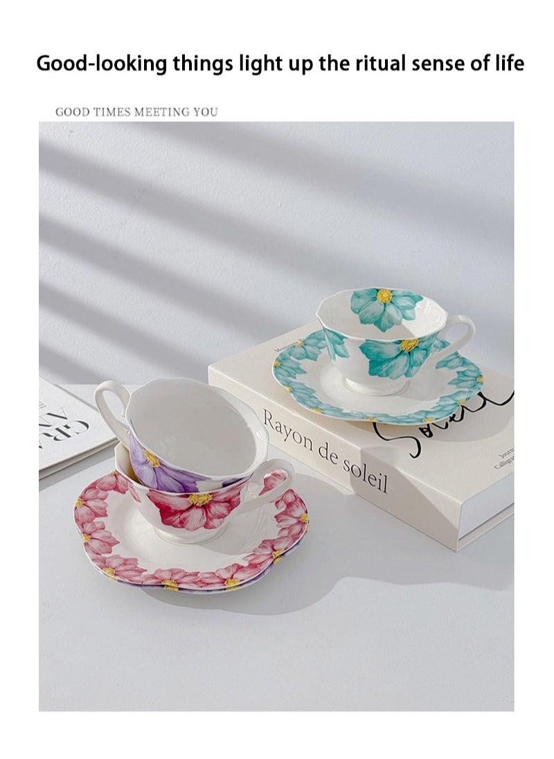 Apustim Large Floral Print Ceramic Coffee Cup With Saucer Gift Box Set，Suitable For Coffee，Tea，Hot Chocolate，Etc，Gift For Friends，Ladies Birthday，Mother's Day Gifts（Pink）  - Image 4