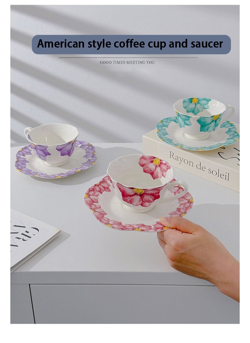 Apustim Large Floral Print Ceramic Coffee Cup With Saucer Gift Box Set，Suitable For Coffee，Tea，Hot Chocolate，Etc，Gift For Friends，Ladies Birthday，Mother's Day Gifts（Pink）  - Image 2