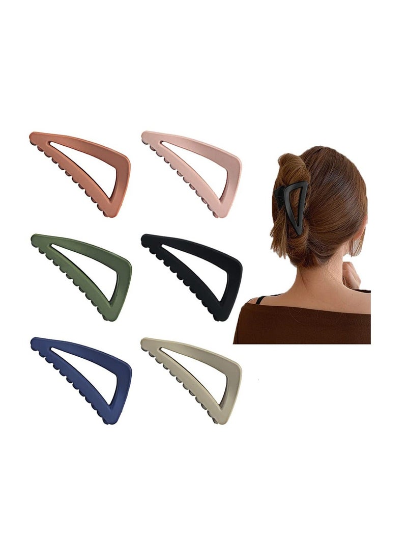 Excefore Medium Hair Clips for Women, Hair Clips for Thin Hair, Non Slip Hair Claw Clips for Girls, Strong Hold Matte Hair Jaw Clips, Triangle Hair Claws for Thin/Medium Thick Hair 6PCSHypoallergenic Microfibr - Image 1