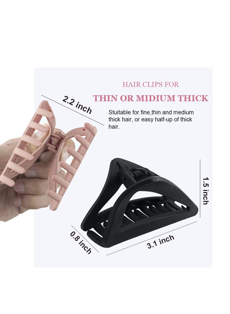 Excefore Medium Hair Clips for Women, Hair Clips for Thin Hair, Non Slip Hair Claw Clips for Girls, Strong Hold Matte Hair Jaw Clips, Triangle Hair Claws for Thin/Medium Thick Hair 6PCSHypoallergenic Microfibr - Image 2