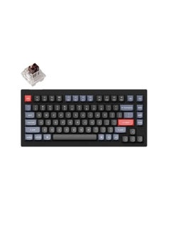Keychron V1 QMK Custom Hot-Swappable Mechanical Keyboard With 75% Layout, RGB, Knob &amp; Brown Switch - Carbon Black