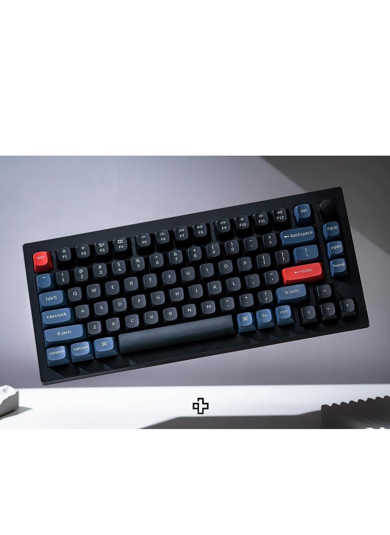 Keychron - Keychron V1 QMK Custom Hot-Swappable Mechanical Keyboard With 75% Layout, RGB, Knob &amp; Brown Switch - Carbon Black - Image 1