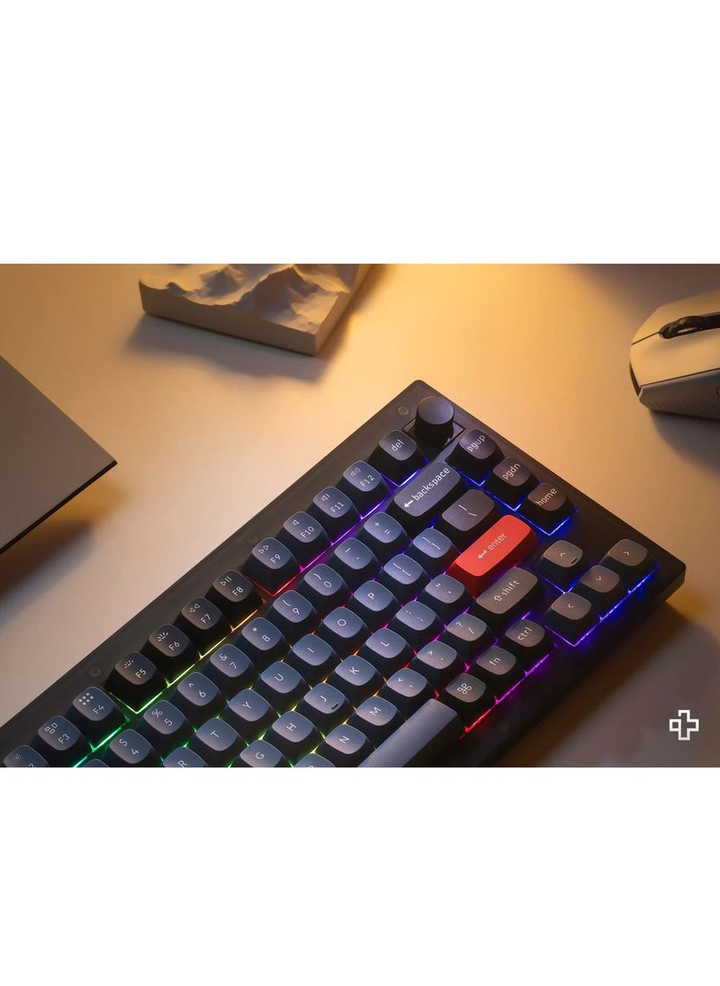 Keychron - Keychron V1 QMK Custom Hot-Swappable Mechanical Keyboard With 75% Layout, RGB, Knob &amp; Brown Switch - Carbon Black - Image 1