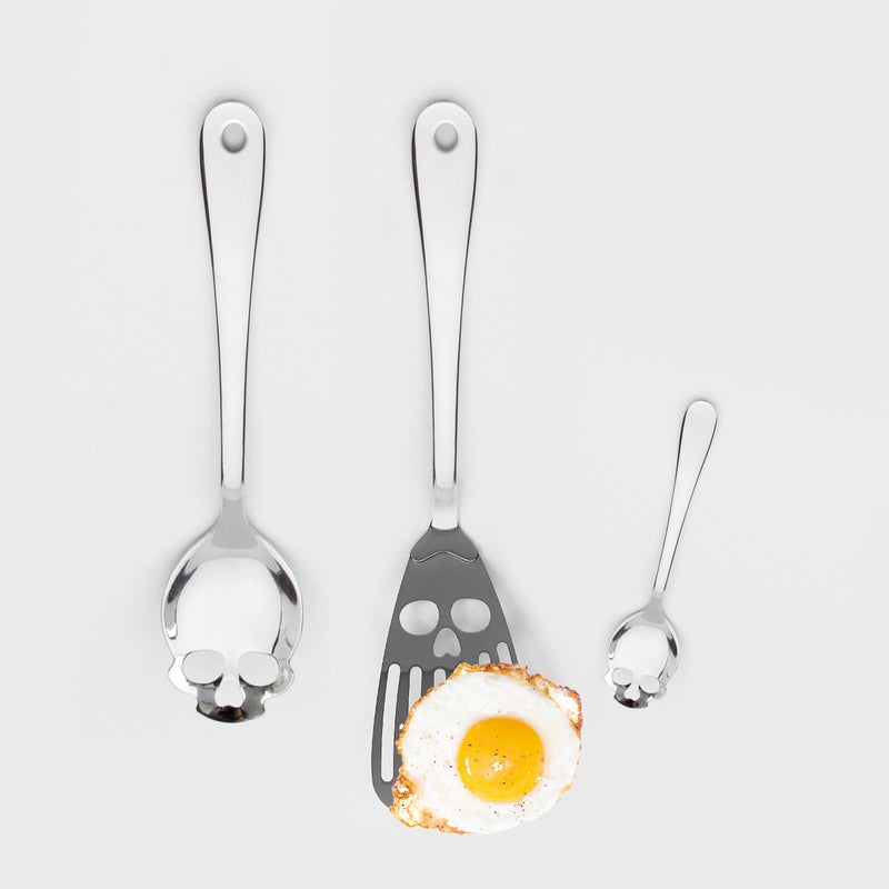 Suck UK | Skull Metal Spatula | Stainless Steel Spatula | Slotted Fish Spatula | Goth Kitchen Accessories & Gothic Home Decor | Wok Spatula & Egg Spatula | Kitchen Spatula | Cooking Gifts For Women - Image 3