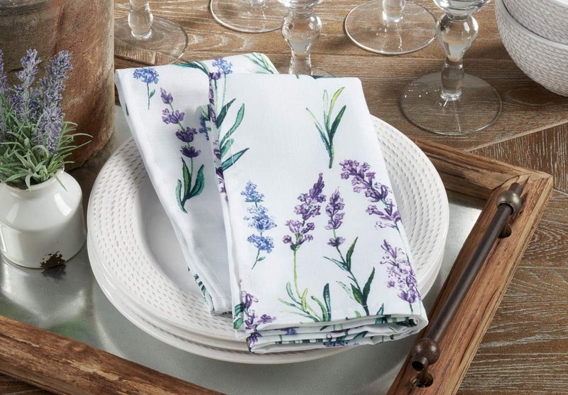 Fennco Styles Garden Lavender Print Cloth Napkins 20 x 20 Inch Set of 4  Delicate Floral Dinner Napkins for Home Dining Room Dcor Banquets Indoor  Outdoor Event and Special Occasion - Image 2