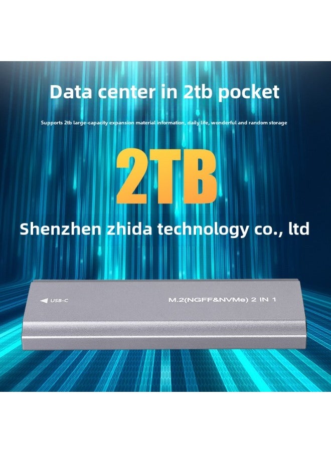 Generic 10Gbps Screw-free Solid State Hard Disk Box M.2 NVMe SATA Dual Protocol 9210B Aluminum Alloy Support 2TB-Color:Black NGFF Protocol With Single Line  - Image 3