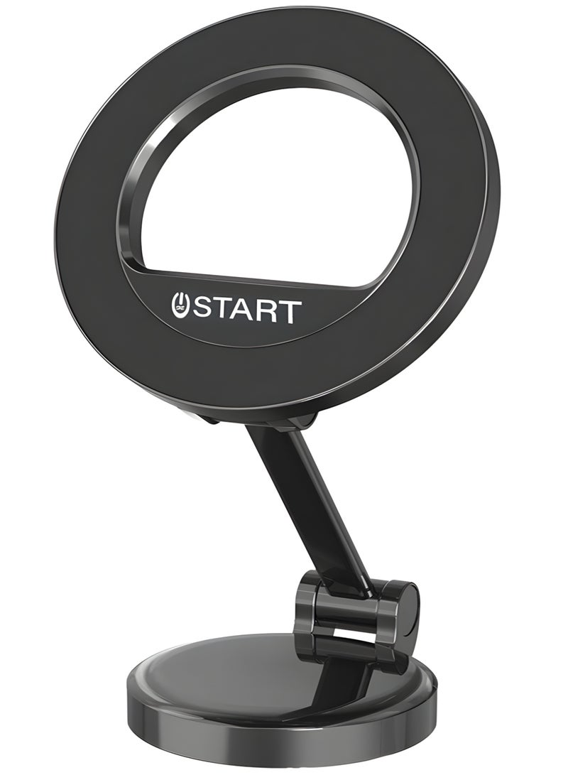 Start Vacuum Suction Magnetic Phone Mount,Double Sided Magnetic Suction Cup Phone Mount for Car/Mirror/Smooth Surface Foldable and Retractable Universal Magnetic Cell Phone Holder for All Phones - Black - Image 1
