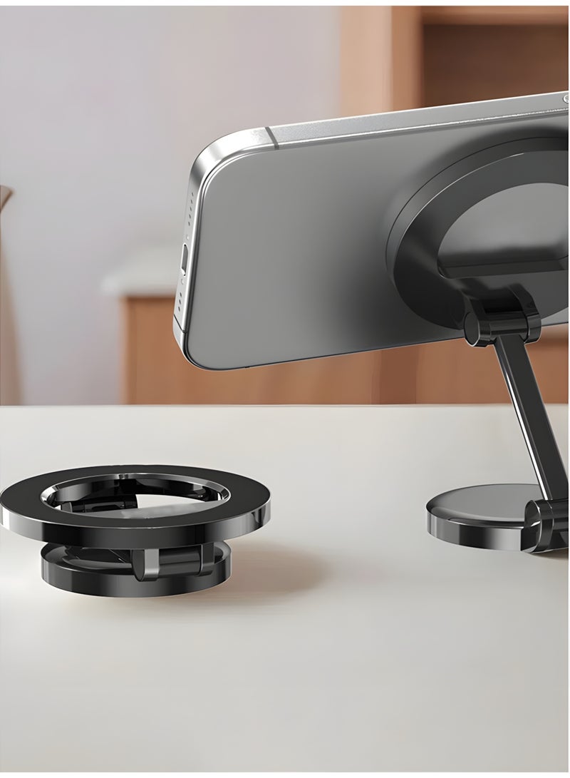 Start Vacuum Suction Magnetic Phone Mount,Double Sided Magnetic Suction Cup Phone Mount for Car/Mirror/Smooth Surface Foldable and Retractable Universal Magnetic Cell Phone Holder for All Phones - Black - Image 5