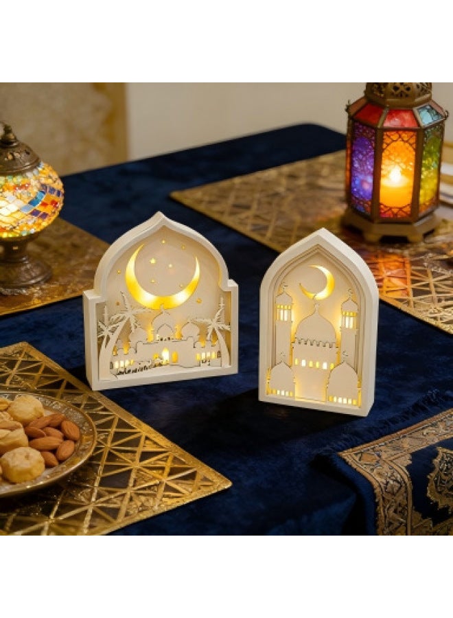 Wooden Ramadan LED Night Light, Mosque & Crescent Design Decorative Lamp, Eid & Ramadan Home Decoration Gift - Image 4