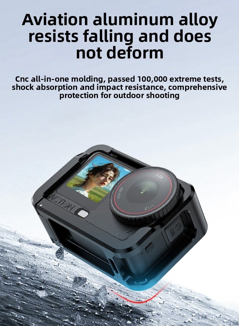 For DJI Action 6 Aluminum Alloy Quick Release Camera Protective Case with Magnetic Base, Cold Shoe & 1/4 Mount, Fast Horizontal & Vertical Switch - Image 5