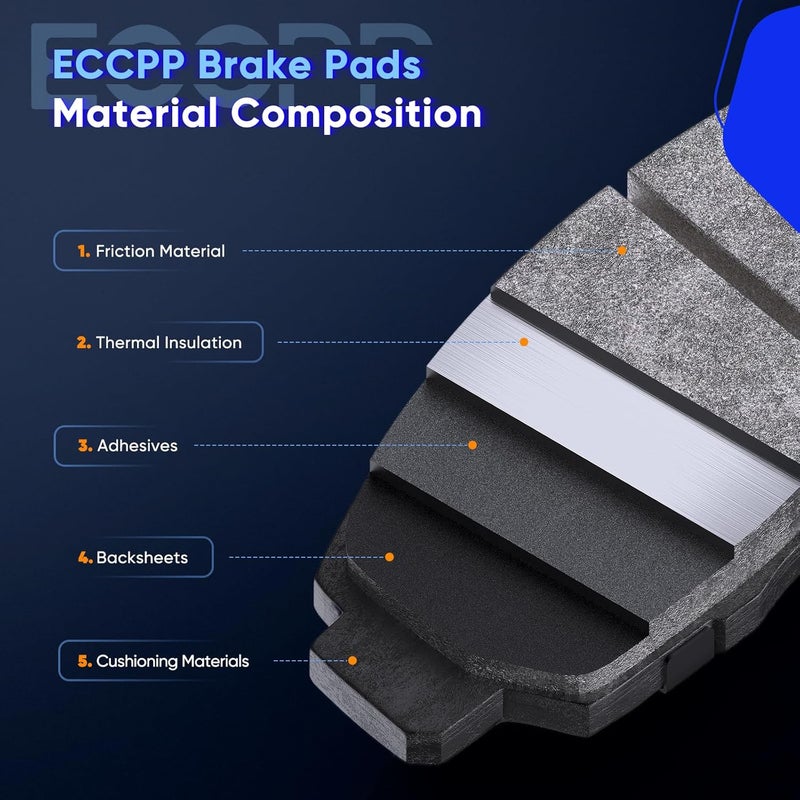 ECCPP 8pcs Ceramic Disc Brake Pads Kit for 2005-2010 Honda Odyssey - Image 3