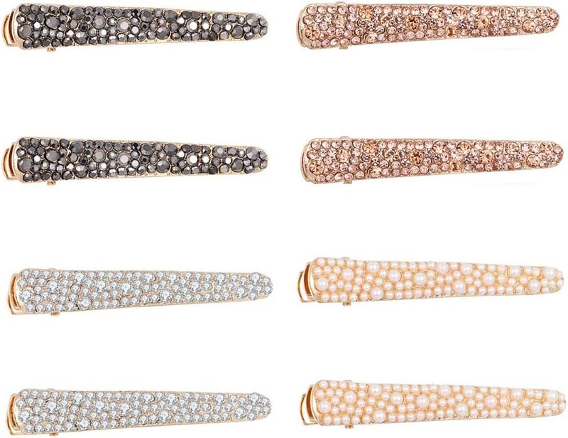 Ruihfas 8 Pcs Pearls Rhinestone Alligator Hair Clips Duckbill Hairpins for Women Girl Hair Styling Tools Accessories