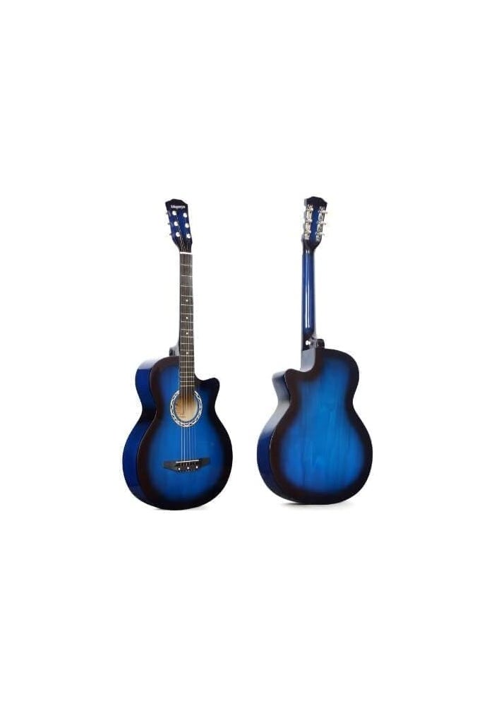 MegArya 38 Inch Beginner Acoustic Guitar with Bag and Strap - Blue - Image 2