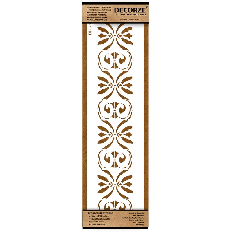 DECORZE Painting Stencils for Wall, Home, Living Room, Bedroom | Border Pattern Stencil (DB-77) - Image 1