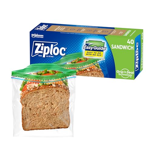 Ziploc Sandwich and Snack Bags with EasyGuide Texture, Plastic Storage Bags with Grip 'n Seal Technology, 40 Bags Total - Image 5