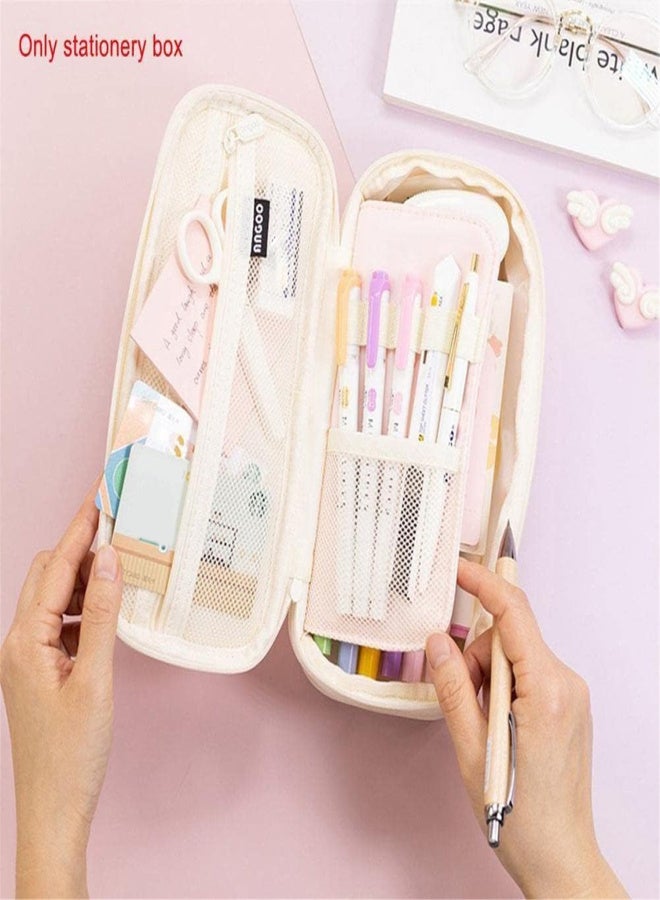 Foldable pencil case with zipper, large capacity aesthetic canvas pencil case, pencil case for children, boys and girls, study supplies, compartment makeup bag, stationery storage box - Image 5