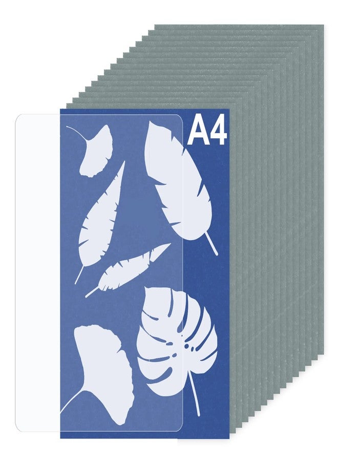 Modixun 16 Sheets A4 Sun Print Paper Cyanotype Paper + 1 Sheet Acrylic Panel, Thick Solar Drawing Paper, High Sensitivity Sun Print Nature Printing Paper, 8.3×11.7in - Image 1