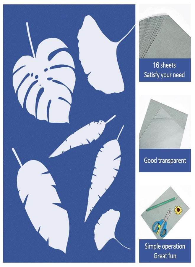 Modixun 16 Sheets A4 Sun Print Paper Cyanotype Paper + 1 Sheet Acrylic Panel, Thick Solar Drawing Paper, High Sensitivity Sun Print Nature Printing Paper, 8.3×11.7in - Image 4