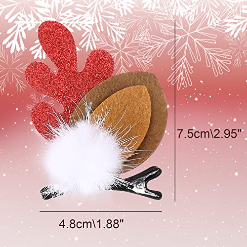 Boobeen Christmas Hair Clip - 2 Pairs Cute Reindeer Antlers Ears Hair Accessory Antlers Headdress Hairpin for Christmas Party - Image 2