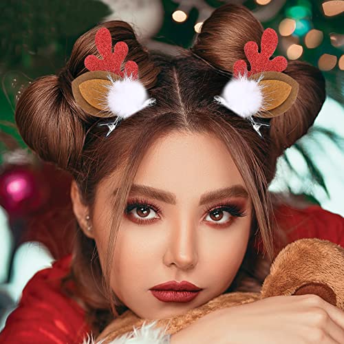 Boobeen Christmas Hair Clip - 2 Pairs Cute Reindeer Antlers Ears Hair Accessory Antlers Headdress Hairpin for Christmas Party - Image 4