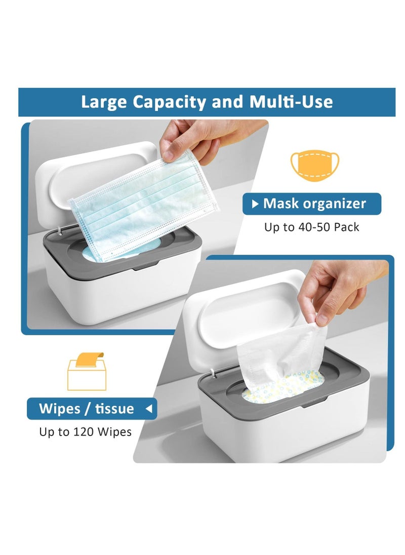 Y&D Wipes Dispenser, Tissue Box Holder Cover, Baby Diaper Case with Lids, Wipe for & Adult, Container Sealing Design, Keeps Fresh Non-Slip, Easy Open/ Close 2Pcs  - Image 4