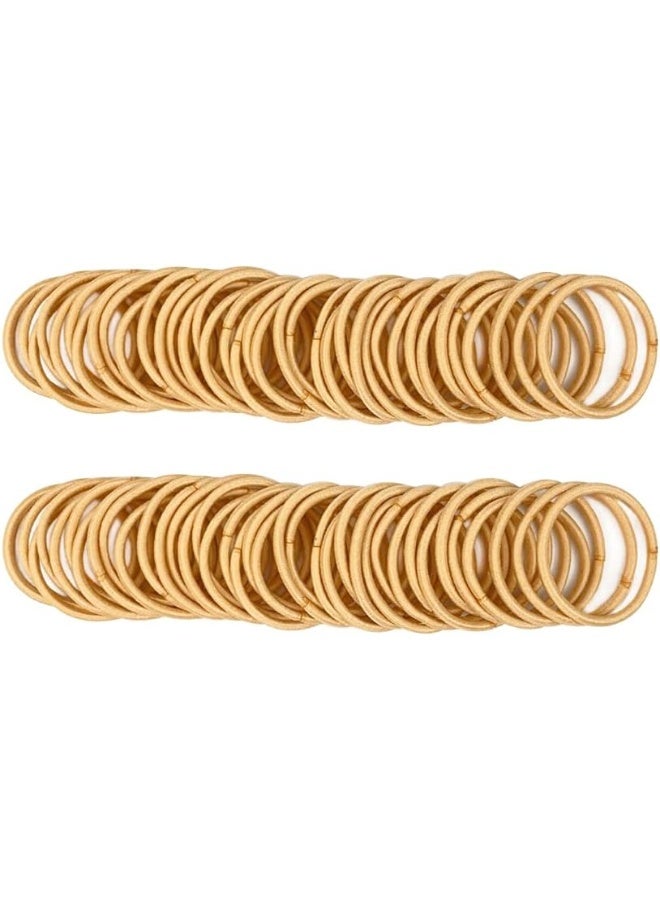 Joyeah 100 Pcs Baby Hair Ties - Gold Hair Bands for thin hair- No Metal Hair Elastics -Ponytail Holder for Kids(2 mm x 2.5 cm,Blonde) - Image 1