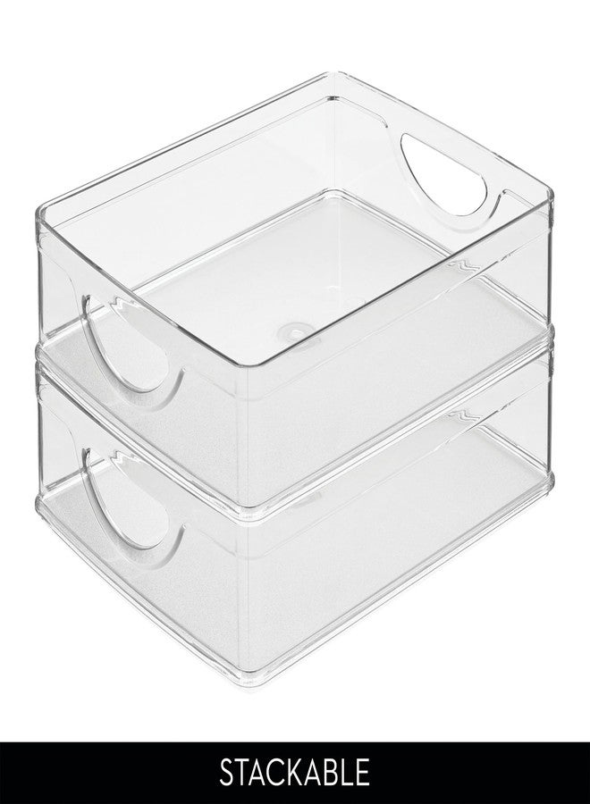 iDesign Plastic Stackable Pantry Bin - Storage Bin with Handles for Cabinets or Fridge - Set of 4 - Clear - Image 5