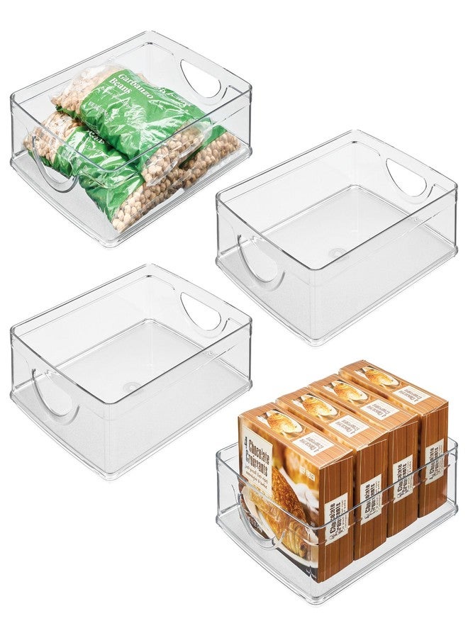 iDesign Plastic Stackable Pantry Bin - Storage Bin with Handles for Cabinets or Fridge - Set of 4 - Clear - Image 1