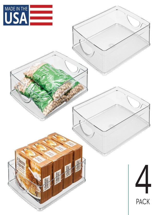 iDesign Plastic Stackable Pantry Bin - Storage Bin with Handles for Cabinets or Fridge - Set of 4 - Clear - Image 2