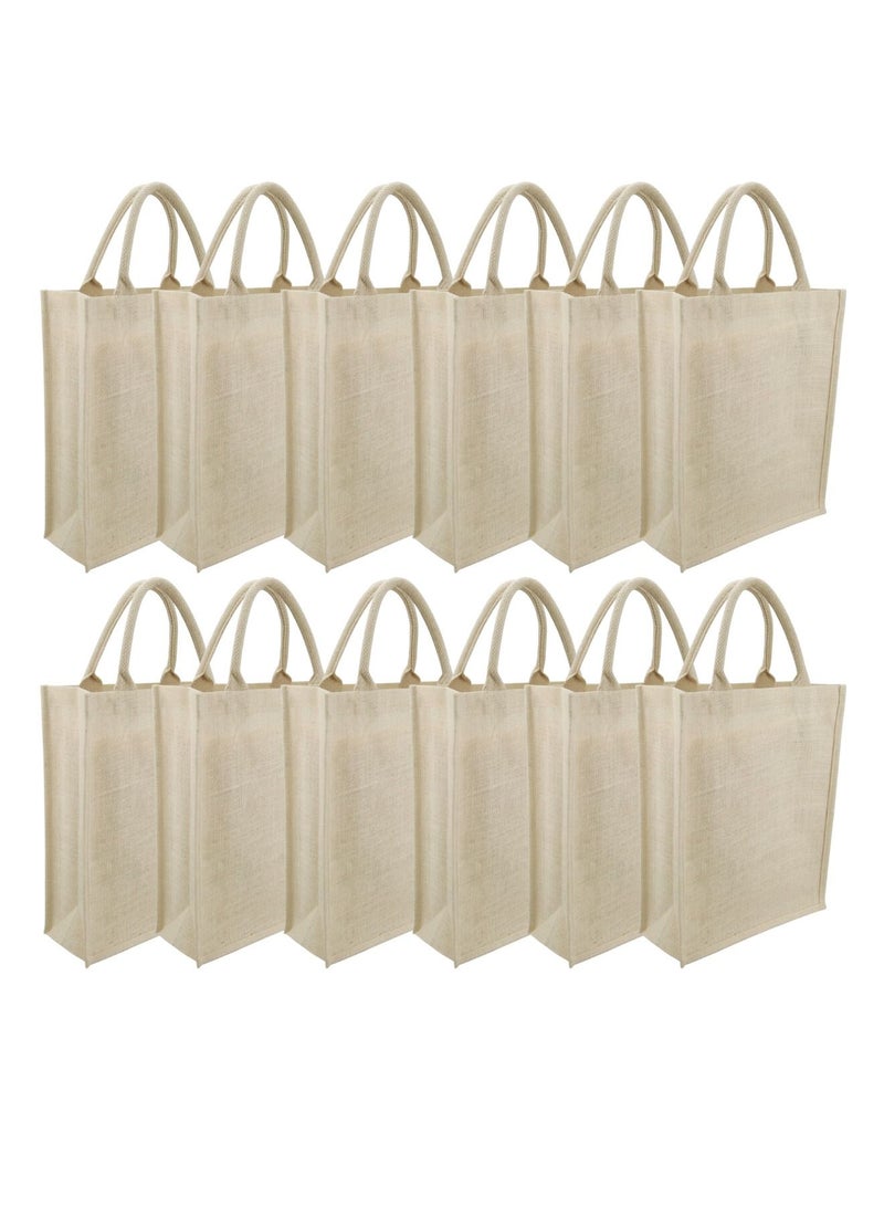 Eco-neutral 12-Piece Waterproof Coating With Soft Handle Jute Tote Shopping Bag - Image 1