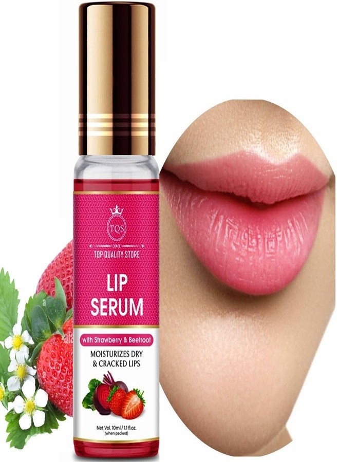 Top Quality Store سيروم الفراولة لتفتيح وترطيب الشفاه، يقلل من البقع الداكنة والتصبغات، سيروم مرطب ومفتح للشفاه، عبوة رول أون 10 مل - Image 1