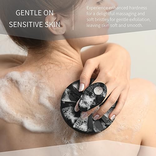 BEAUTAIL Silicone Body Scrubber, BEAUTAIL Upgrade 3rd Gen Shower Bath Brush, Lather Nicely, Soft Massage Body, More Hygienic Than Traditional Loofah, Gentle Exfoliating for Sensitive Skin, 1 Pack, Black - Image 3