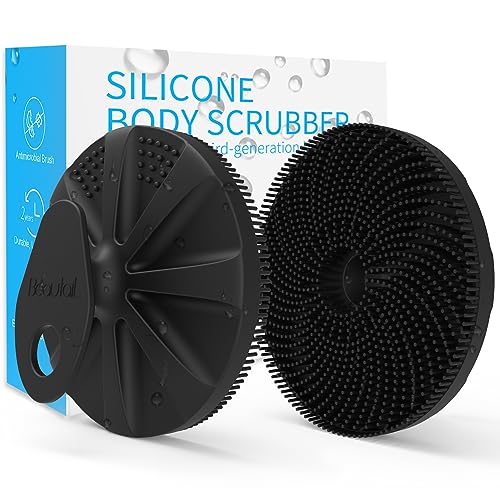 BEAUTAIL Silicone Body Scrubber, BEAUTAIL Upgrade 3rd Gen Shower Bath Brush, Lather Nicely, Soft Massage Body, More Hygienic Than Traditional Loofah, Gentle Exfoliating for Sensitive Skin, 1 Pack, Black - Image 1