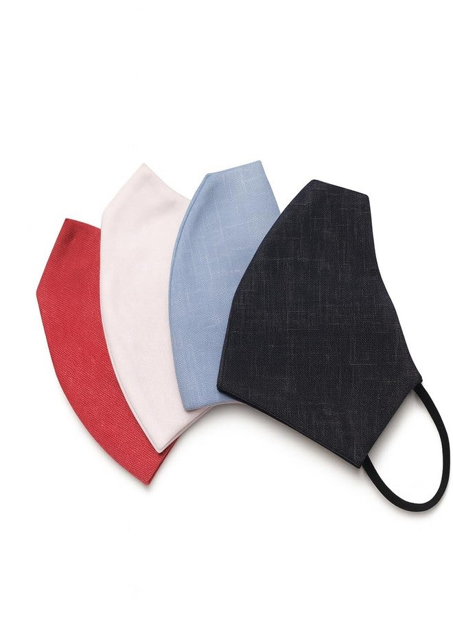 اكستور قناع وجه قطني قابل للتنفس وقابل لإعادة الاستخدام والغسل، مكون من طبقتين، مناسب للجنسين، بدون صمام (أحمر، أبيض، أزرق فاتح، عبوة من 4 قطع) - Image 1