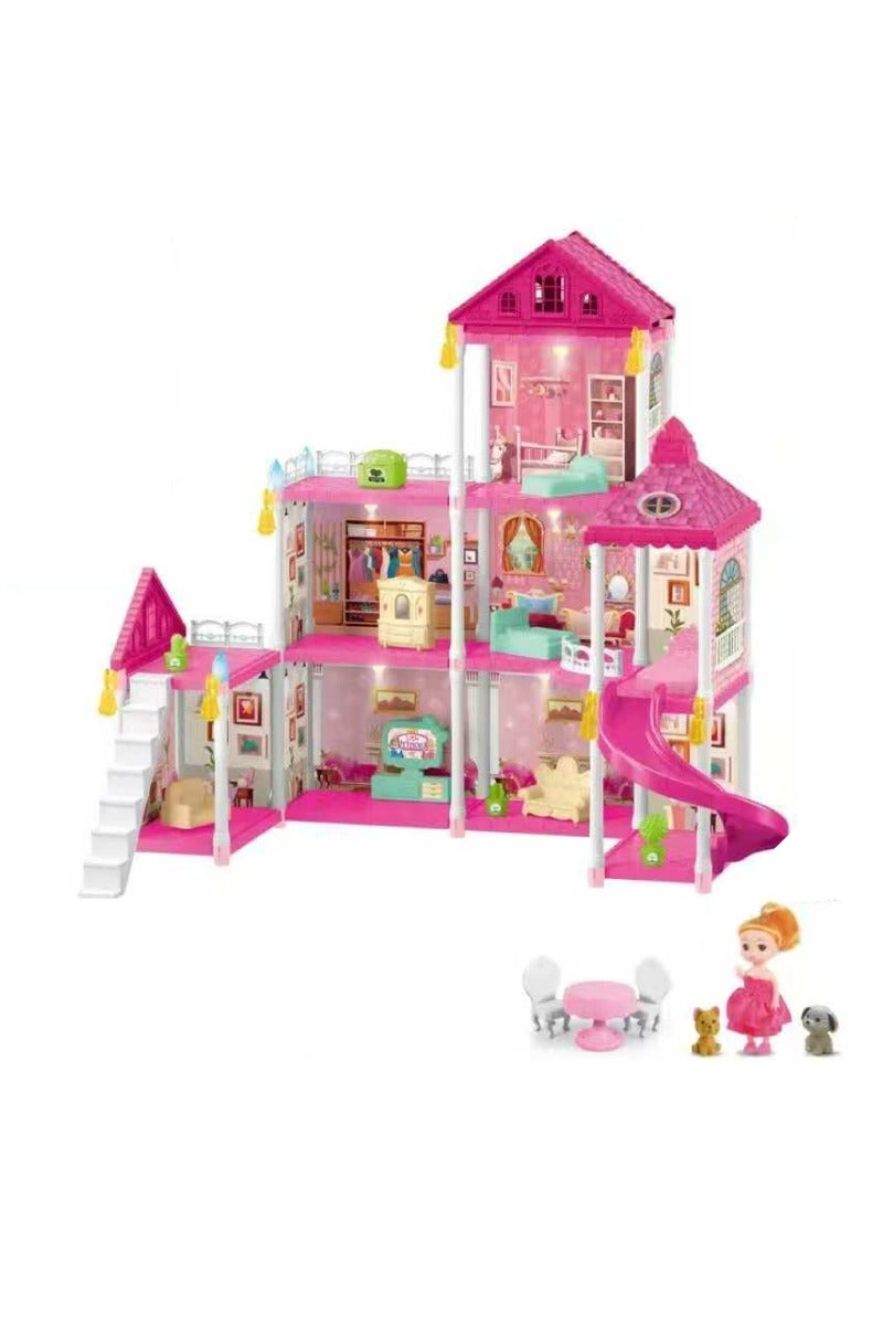 Dream House for Girls Villa Creative Role Play Set 3 Floors 8 Rooms Dollhouse With Garden Toddler Playhouse DIY Building Kids Gift for 3-10 Year Old Girls 218 Pieces - Image 1